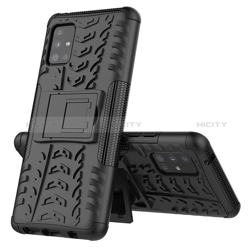 Coque Contour Silicone et Plastique Housse Etui Mat avec Support J01X pour Samsung Galaxy M40S Noir Plus