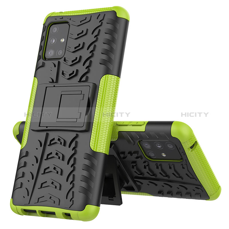 Coque Contour Silicone et Plastique Housse Etui Mat avec Support J01X pour Samsung Galaxy M40S Vert Plus