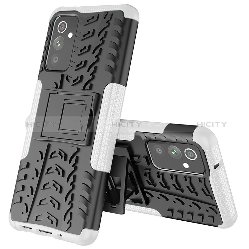 Coque Contour Silicone et Plastique Housse Etui Mat avec Support J01X pour Samsung Galaxy Quantum2 5G Argent Plus