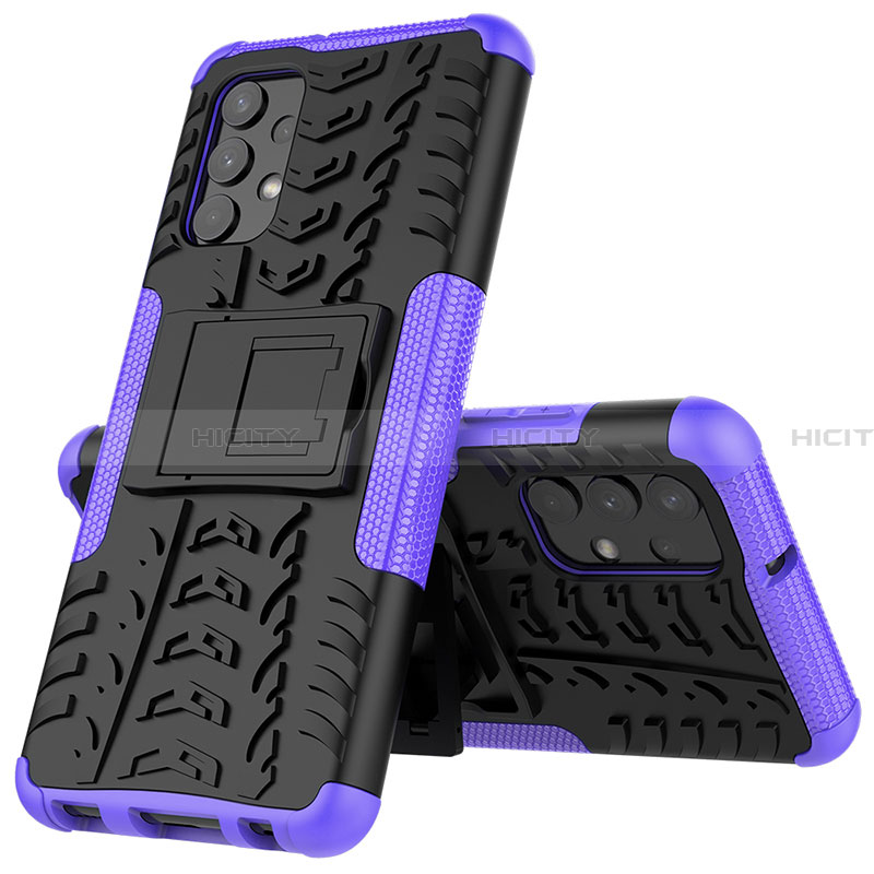 Coque Contour Silicone et Plastique Housse Etui Mat avec Support JX01 pour Samsung Galaxy A32 5G Violet Plus