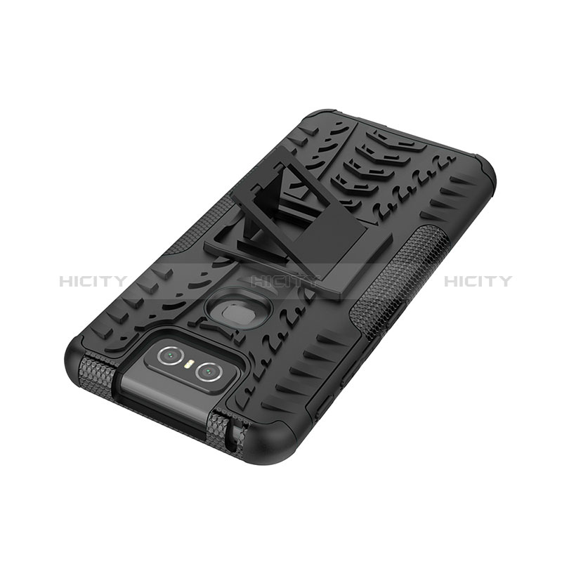 Coque Contour Silicone et Plastique Housse Etui Mat avec Support JX1 pour Asus Zenfone 6 ZS630KL Plus