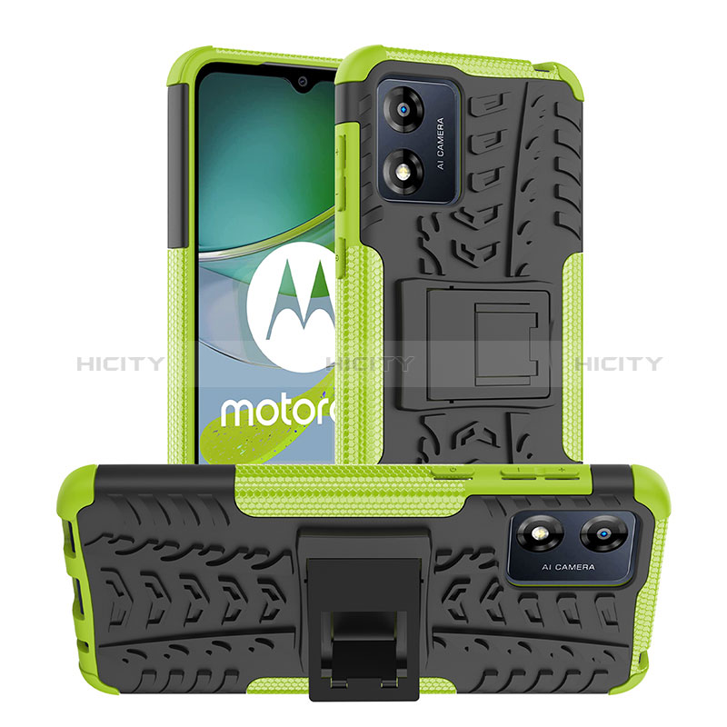 Coque Contour Silicone et Plastique Housse Etui Mat avec Support JX1 pour Motorola Moto E13 Plus