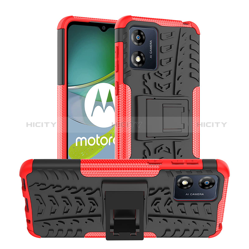 Coque Contour Silicone et Plastique Housse Etui Mat avec Support JX1 pour Motorola Moto E13 Plus