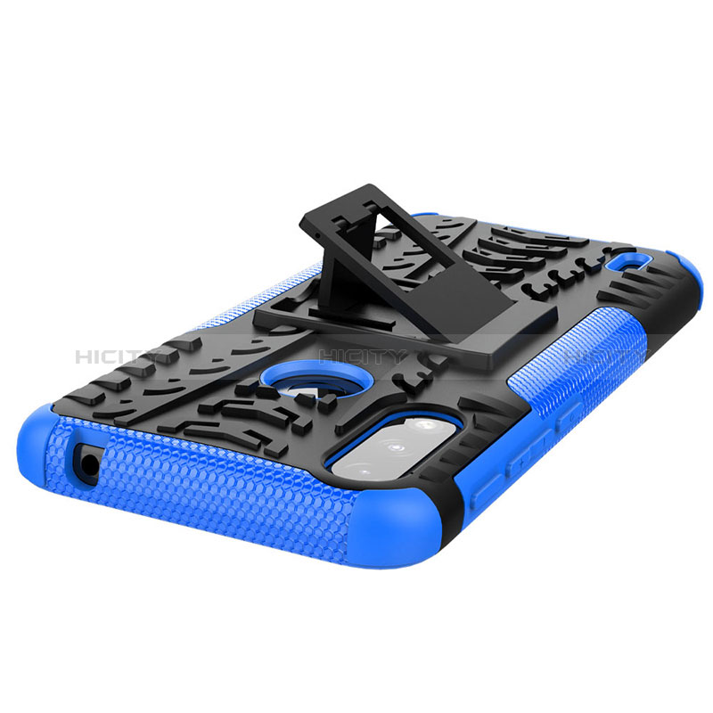 Coque Contour Silicone et Plastique Housse Etui Mat avec Support JX1 pour Motorola Moto E7 Power Plus