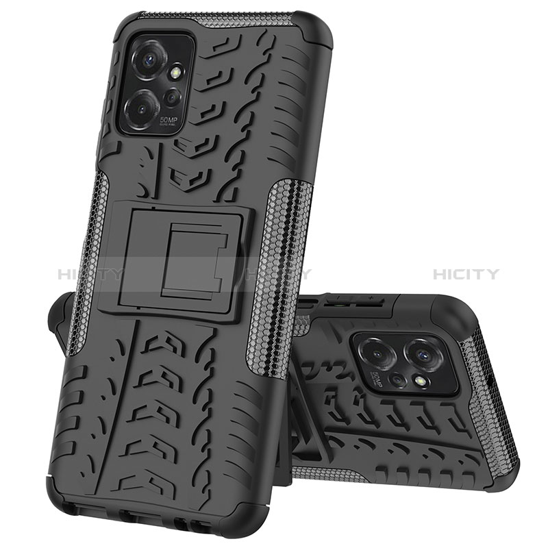 Coque Contour Silicone et Plastique Housse Etui Mat avec Support JX1 pour Motorola Moto G Power 5G (2023) Noir Plus