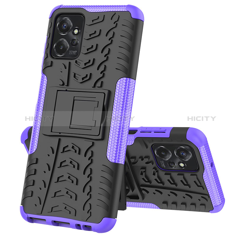 Coque Contour Silicone et Plastique Housse Etui Mat avec Support JX1 pour Motorola Moto G Power 5G (2023) Plus