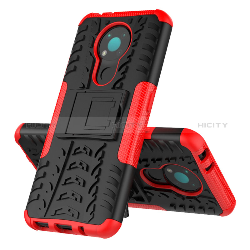 Coque Contour Silicone et Plastique Housse Etui Mat avec Support JX1 pour Nokia 3.4 Plus