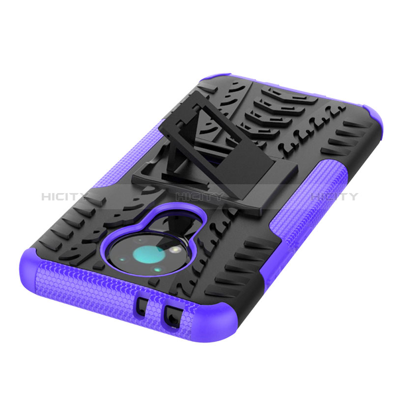 Coque Contour Silicone et Plastique Housse Etui Mat avec Support JX1 pour Nokia 3.4 Plus