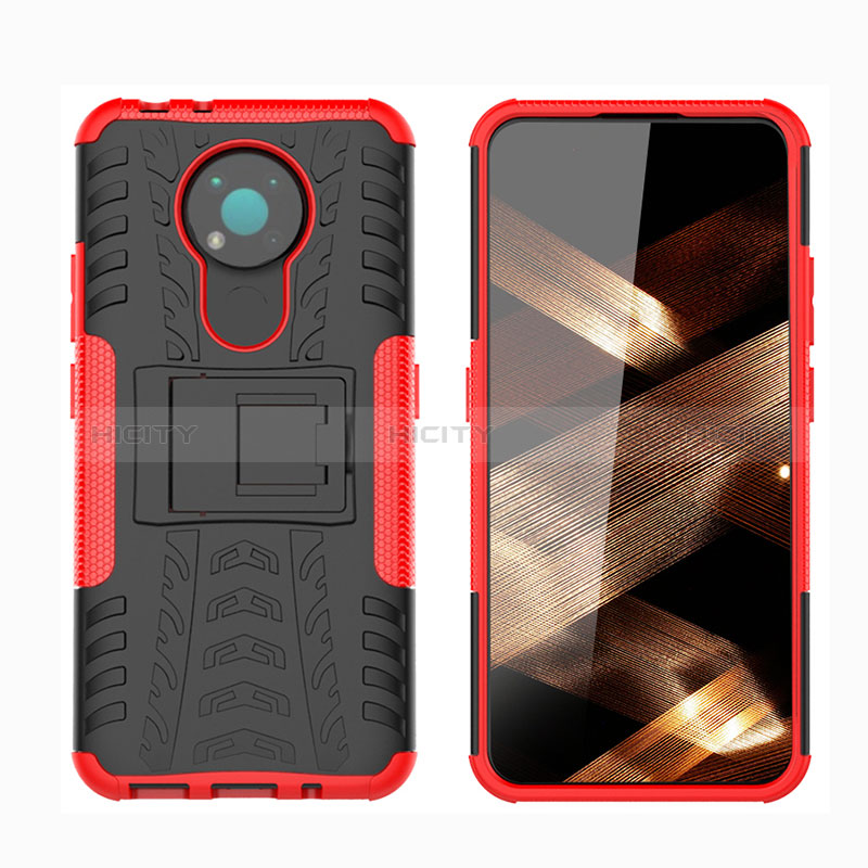 Coque Contour Silicone et Plastique Housse Etui Mat avec Support JX1 pour Nokia 3.4 Plus