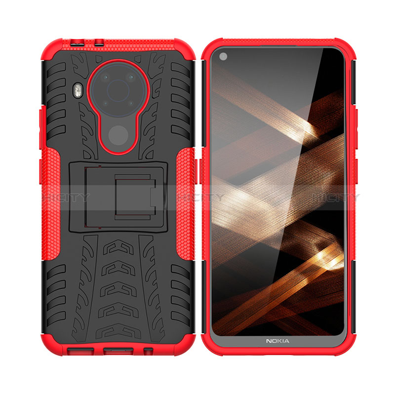 Coque Contour Silicone et Plastique Housse Etui Mat avec Support JX1 pour Nokia 5.4 Plus