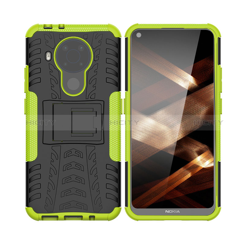 Coque Contour Silicone et Plastique Housse Etui Mat avec Support JX1 pour Nokia 5.4 Plus