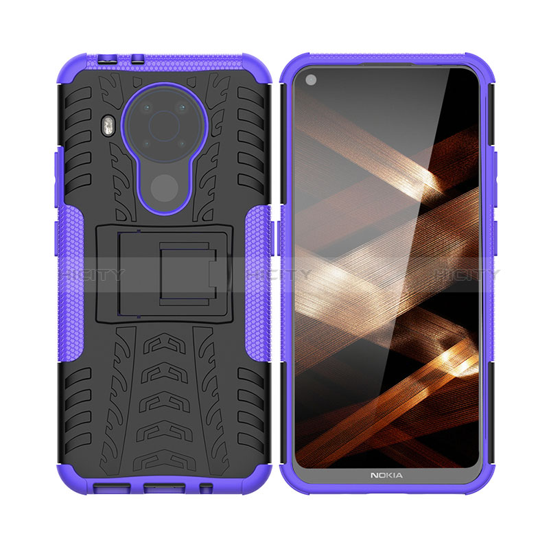 Coque Contour Silicone et Plastique Housse Etui Mat avec Support JX1 pour Nokia 5.4 Plus