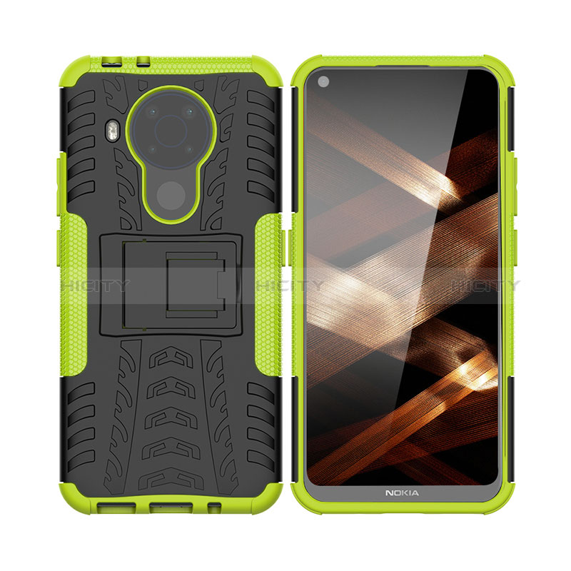 Coque Contour Silicone et Plastique Housse Etui Mat avec Support JX1 pour Nokia 5.4 Vert Plus