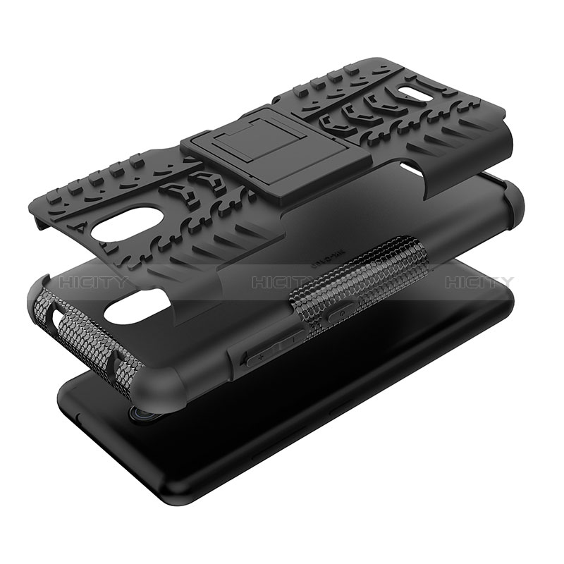 Coque Contour Silicone et Plastique Housse Etui Mat avec Support JX1 pour Nokia C100 Plus