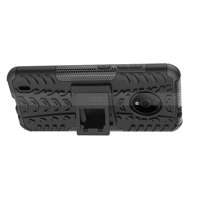 Coque Contour Silicone et Plastique Housse Etui Mat avec Support JX1 pour Nokia C200 Plus