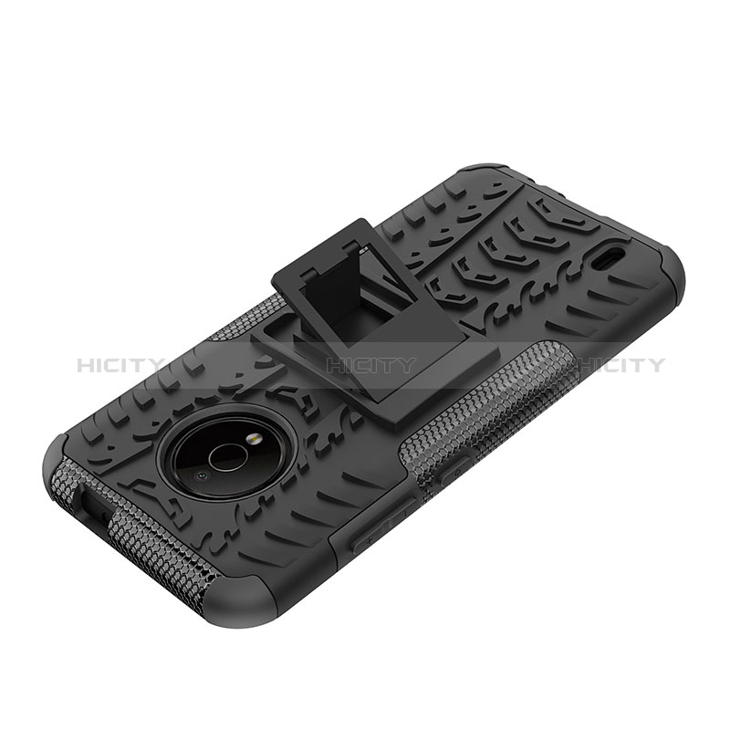 Coque Contour Silicone et Plastique Housse Etui Mat avec Support JX1 pour Nokia C200 Plus