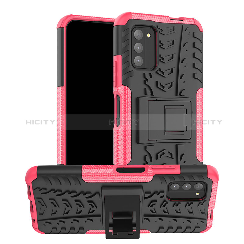 Coque Contour Silicone et Plastique Housse Etui Mat avec Support JX1 pour Nokia G100 Rose Rouge Plus