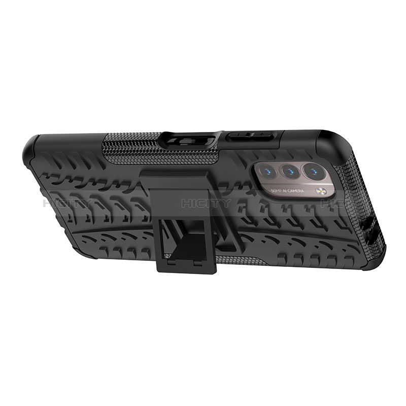 Coque Contour Silicone et Plastique Housse Etui Mat avec Support JX1 pour Nokia G11 Plus