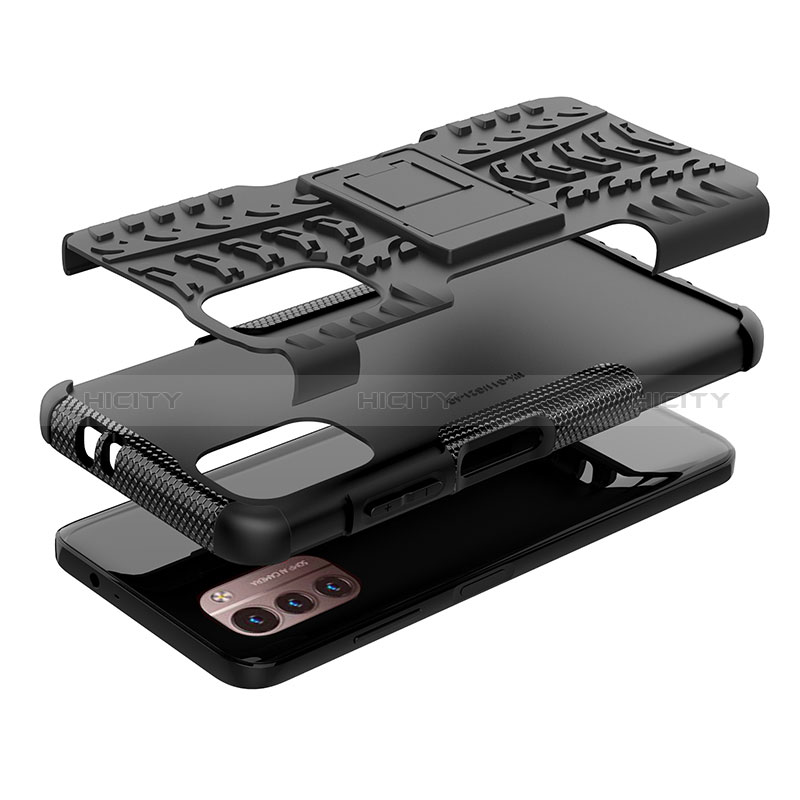 Coque Contour Silicone et Plastique Housse Etui Mat avec Support JX1 pour Nokia G11 Plus