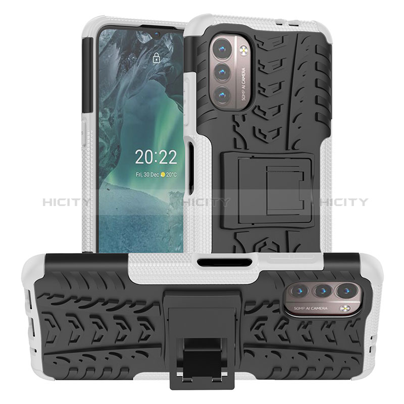 Coque Contour Silicone et Plastique Housse Etui Mat avec Support JX1 pour Nokia G11 Plus