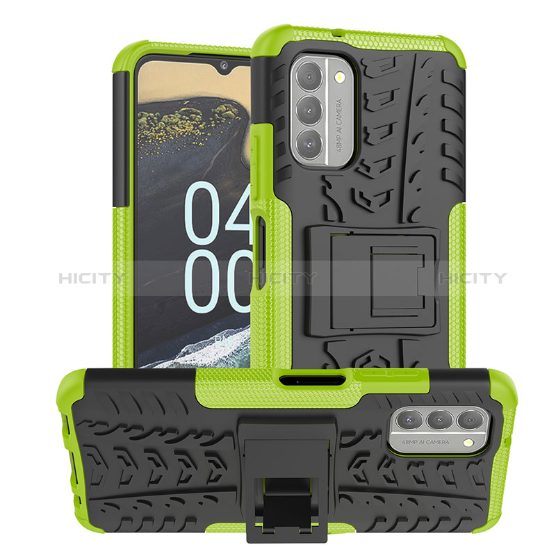 Coque Contour Silicone et Plastique Housse Etui Mat avec Support JX1 pour Nokia G400 5G Vert Plus