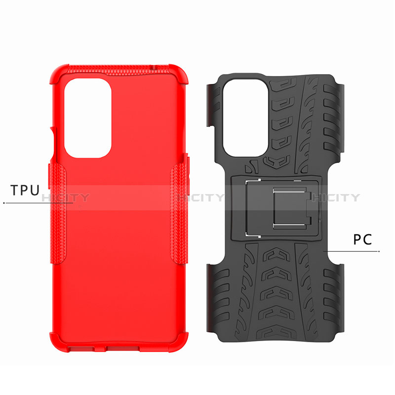 Coque Contour Silicone et Plastique Housse Etui Mat avec Support JX1 pour OnePlus 9 5G Plus