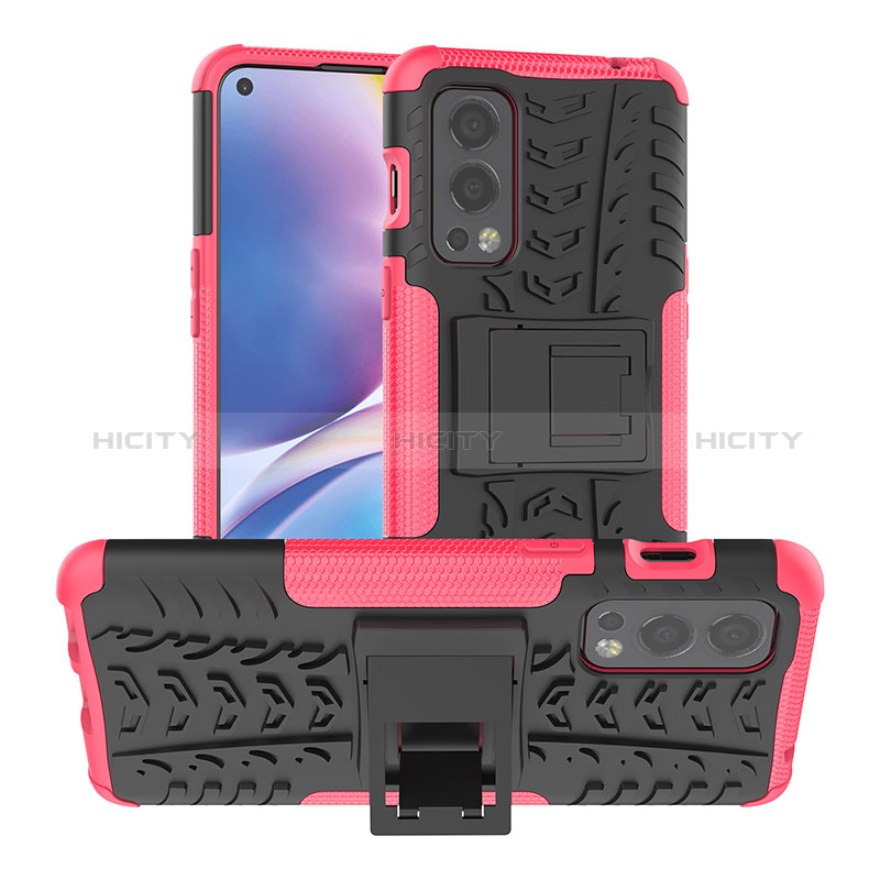 Coque Contour Silicone et Plastique Housse Etui Mat avec Support JX1 pour OnePlus Nord 2 5G Plus