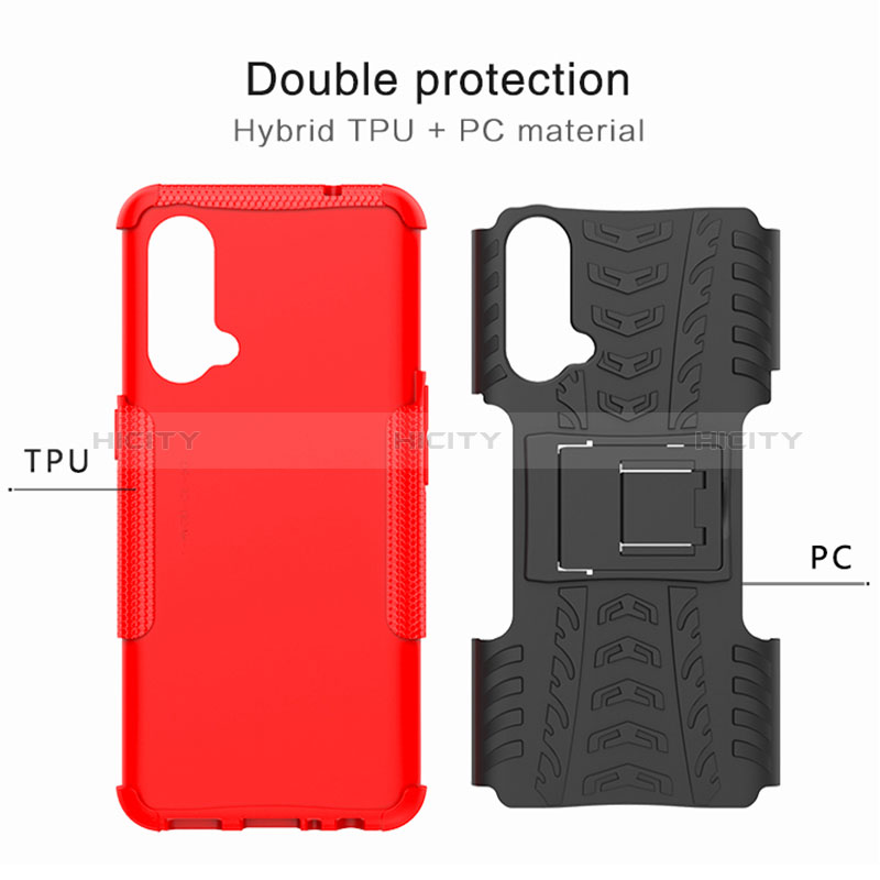 Coque Contour Silicone et Plastique Housse Etui Mat avec Support JX1 pour OnePlus Nord CE 5G Plus