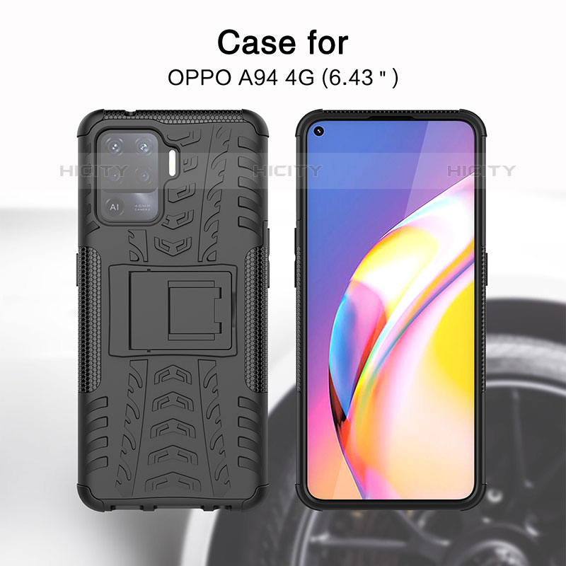 Coque Contour Silicone et Plastique Housse Etui Mat avec Support JX1 pour Oppo A94 4G Plus