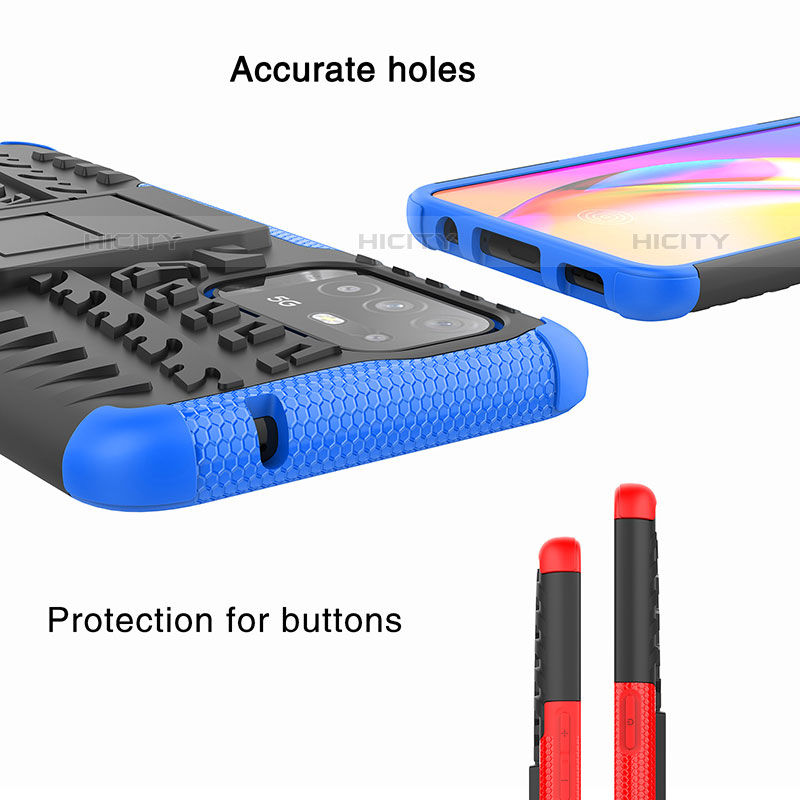 Coque Contour Silicone et Plastique Housse Etui Mat avec Support JX1 pour Oppo A94 5G Plus