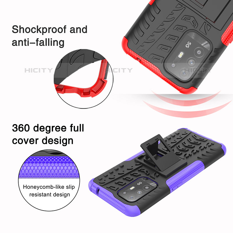 Coque Contour Silicone et Plastique Housse Etui Mat avec Support JX1 pour Oppo A95 5G Plus