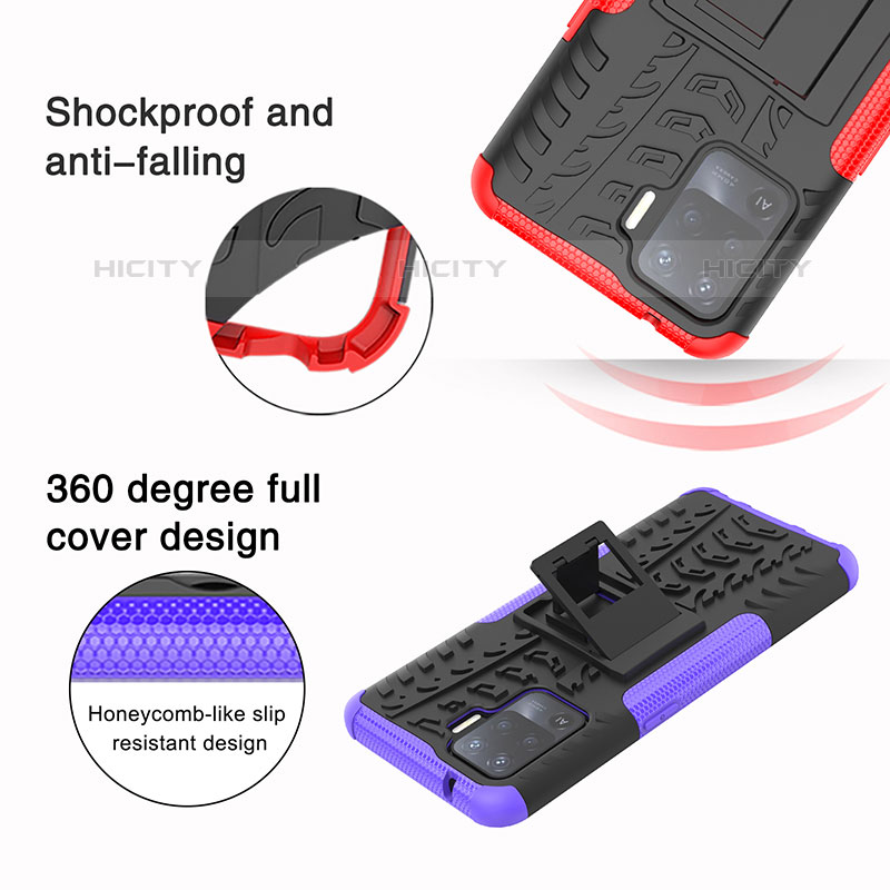 Coque Contour Silicone et Plastique Housse Etui Mat avec Support JX1 pour Oppo F19 Pro Plus