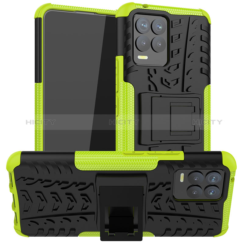 Coque Contour Silicone et Plastique Housse Etui Mat avec Support JX1 pour Realme 8 4G Plus