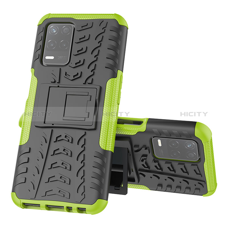 Coque Contour Silicone et Plastique Housse Etui Mat avec Support JX1 pour Realme 8s 5G Vert Plus