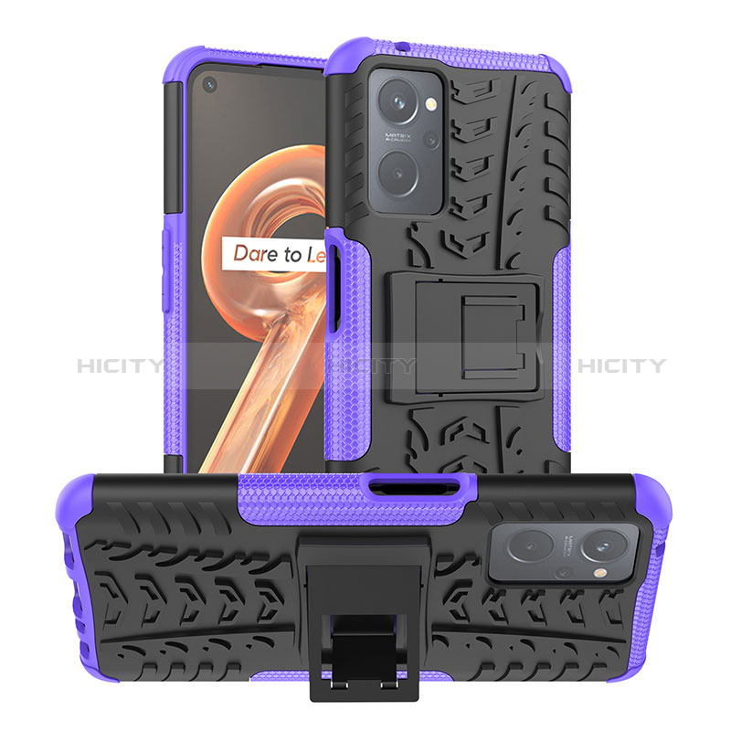 Coque Contour Silicone et Plastique Housse Etui Mat avec Support JX1 pour Realme 9i 4G Violet Plus