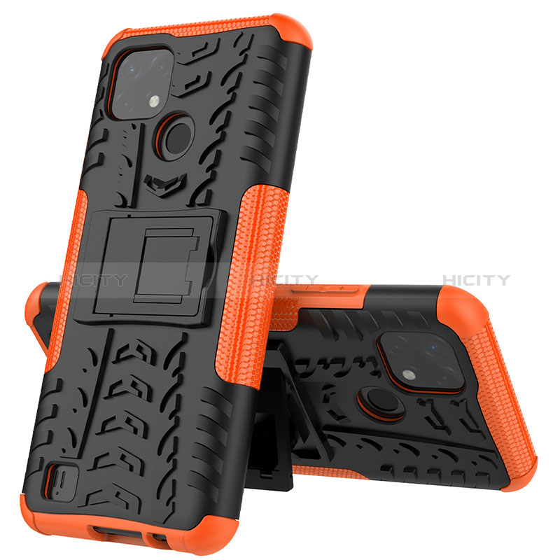 Coque Contour Silicone et Plastique Housse Etui Mat avec Support JX1 pour Realme C11 (2021) Plus