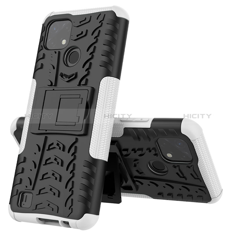 Coque Contour Silicone et Plastique Housse Etui Mat avec Support JX1 pour Realme C20 Plus