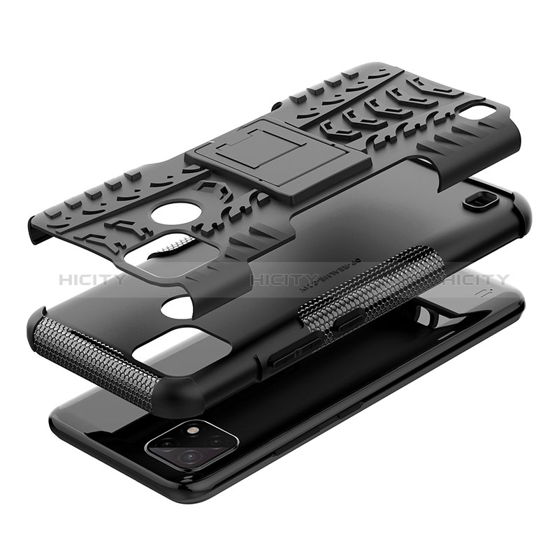 Coque Contour Silicone et Plastique Housse Etui Mat avec Support JX1 pour Realme C25Y India Plus