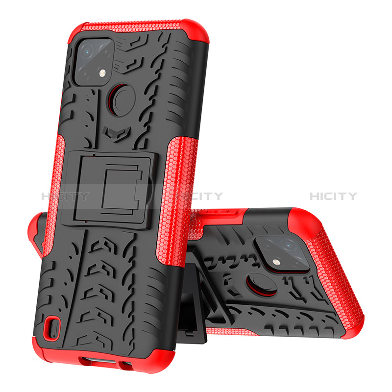 Coque Contour Silicone et Plastique Housse Etui Mat avec Support JX1 pour Realme C25Y India Plus