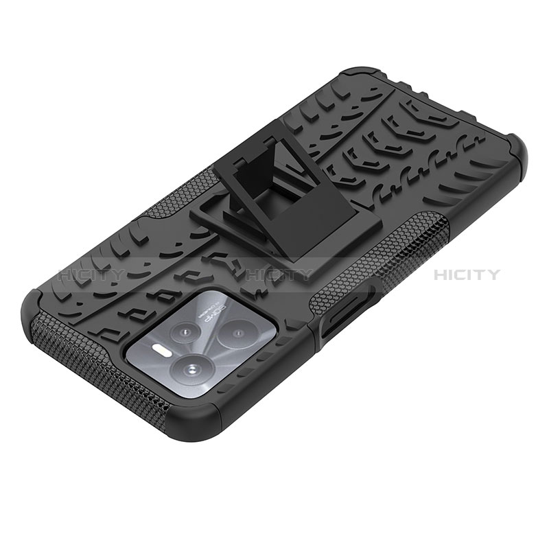 Coque Contour Silicone et Plastique Housse Etui Mat avec Support JX1 pour Realme C35 Plus