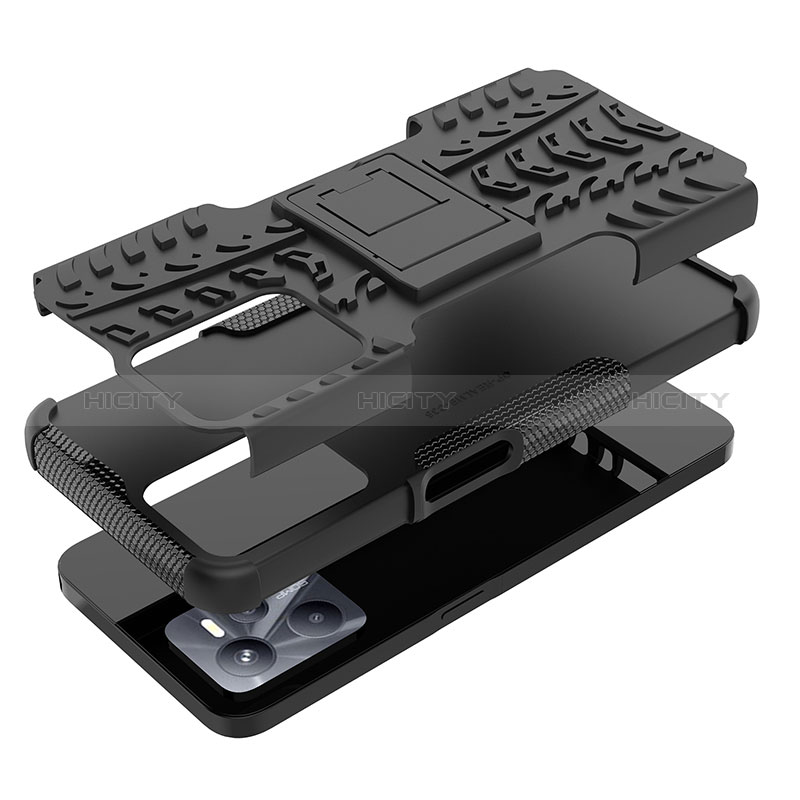 Coque Contour Silicone et Plastique Housse Etui Mat avec Support JX1 pour Realme C35 Plus