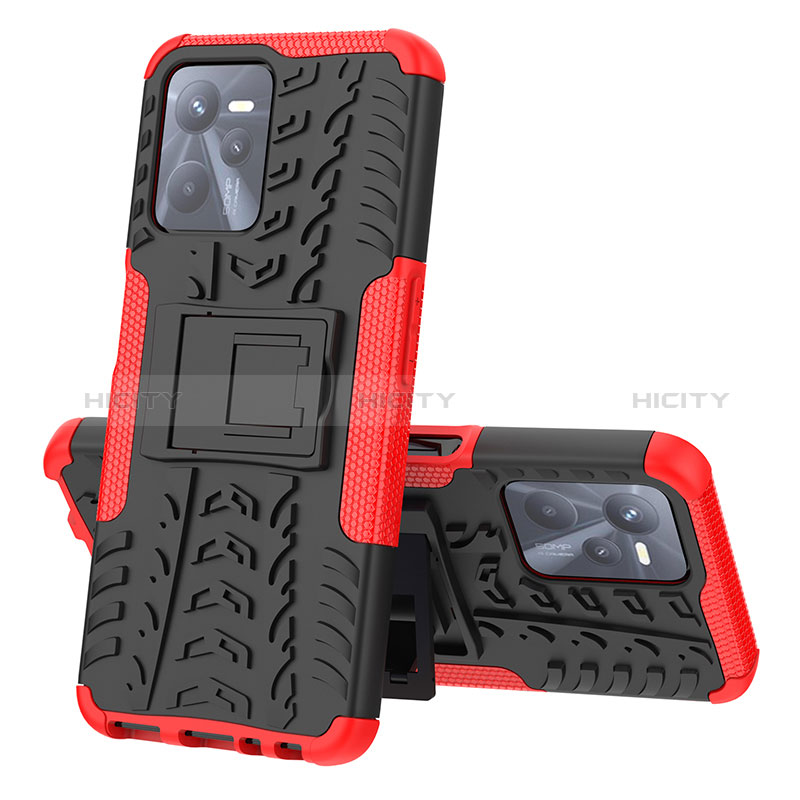 Coque Contour Silicone et Plastique Housse Etui Mat avec Support JX1 pour Realme C35 Plus