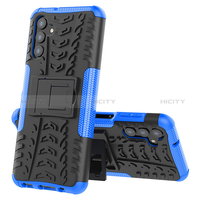 Coque Contour Silicone et Plastique Housse Etui Mat avec Support JX1 pour Samsung Galaxy A04s Bleu Plus