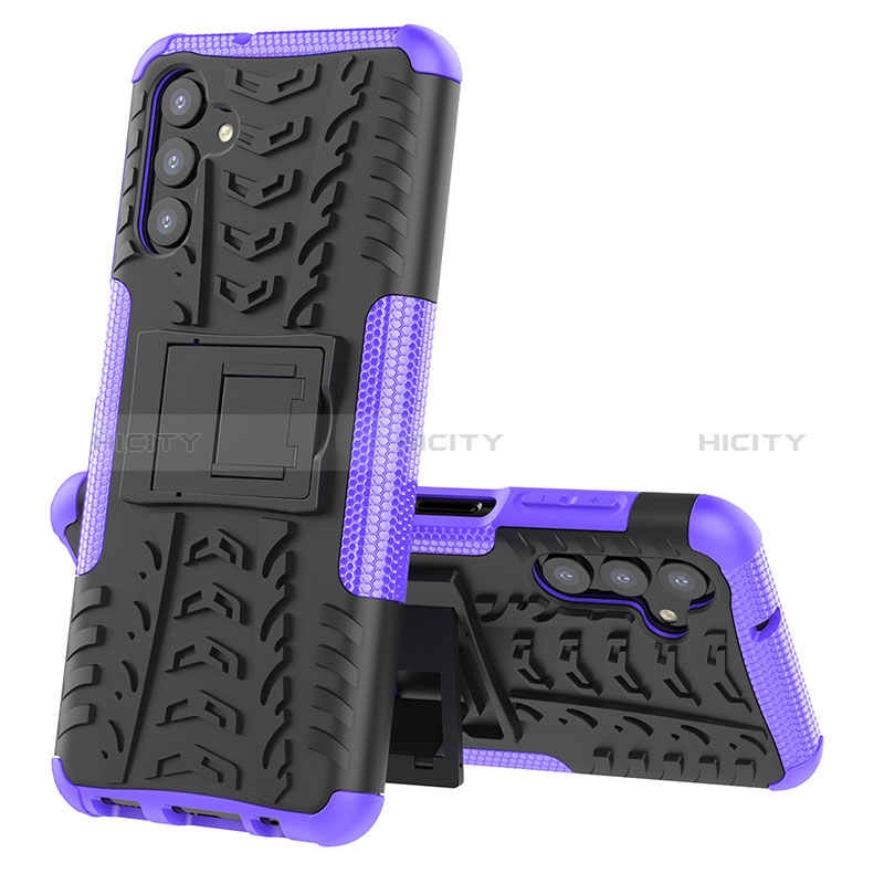 Coque Contour Silicone et Plastique Housse Etui Mat avec Support JX1 pour Samsung Galaxy A04s Violet Plus