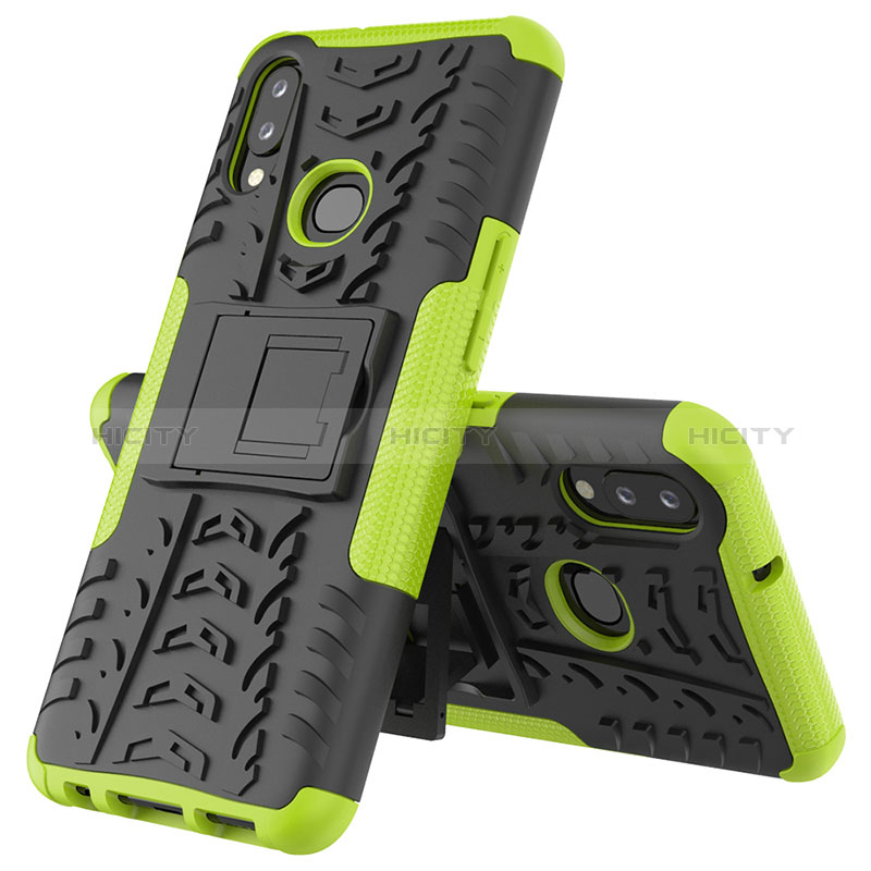 Coque Contour Silicone et Plastique Housse Etui Mat avec Support JX1 pour Samsung Galaxy A10s Vert Plus