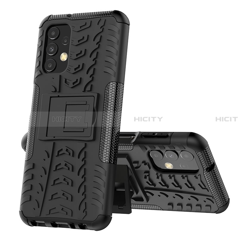 Coque Contour Silicone et Plastique Housse Etui Mat avec Support JX1 pour Samsung Galaxy A13 4G Noir Plus