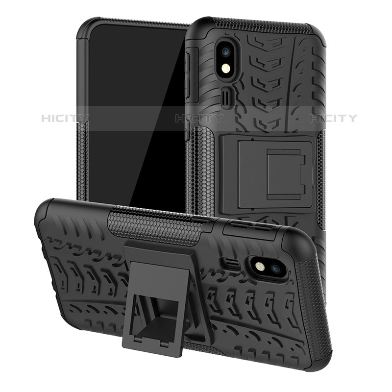 Coque Contour Silicone et Plastique Housse Etui Mat avec Support JX1 pour Samsung Galaxy A2 Core A260F A260G Noir Plus