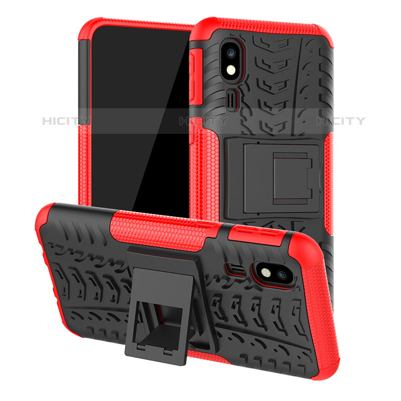 Coque Contour Silicone et Plastique Housse Etui Mat avec Support JX1 pour Samsung Galaxy A2 Core A260F A260G Rouge Plus