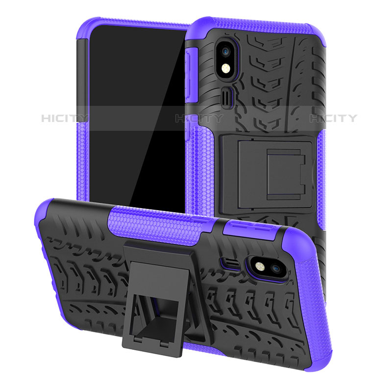 Coque Contour Silicone et Plastique Housse Etui Mat avec Support JX1 pour Samsung Galaxy A2 Core A260F A260G Violet Plus