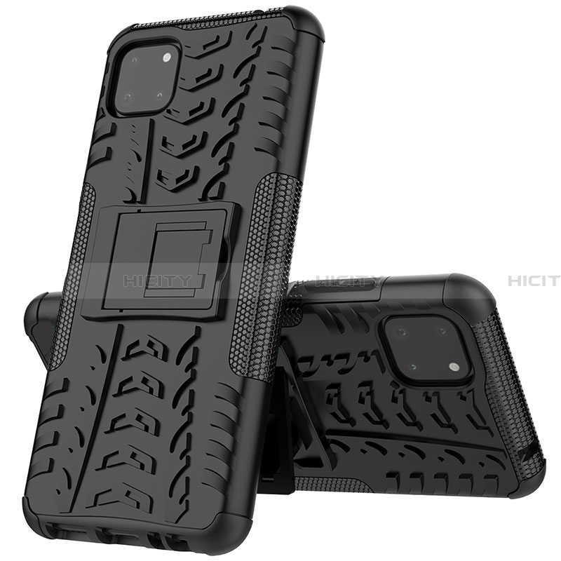 Coque Contour Silicone et Plastique Housse Etui Mat avec Support JX1 pour Samsung Galaxy A22 5G Noir Plus